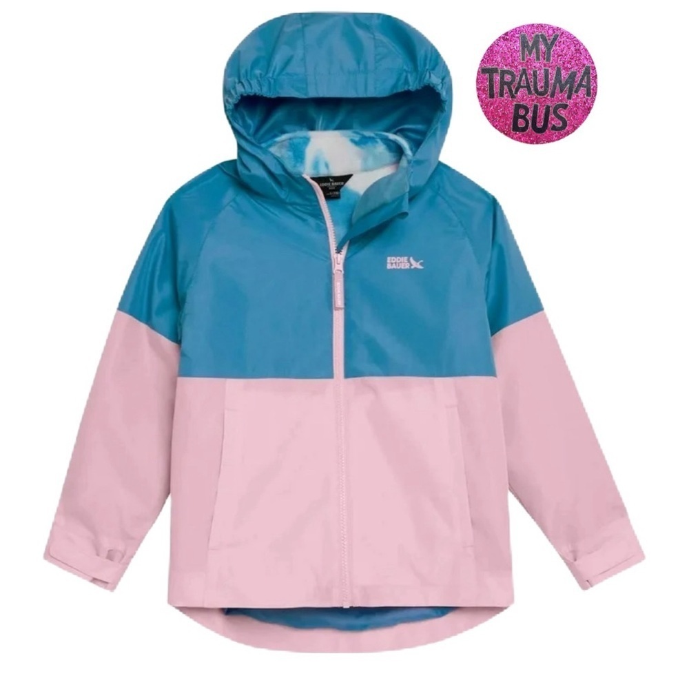 NWT Eddie Bauer Kids Blue and Pink Hooded 3-in-1 Jacket Size M 10/12